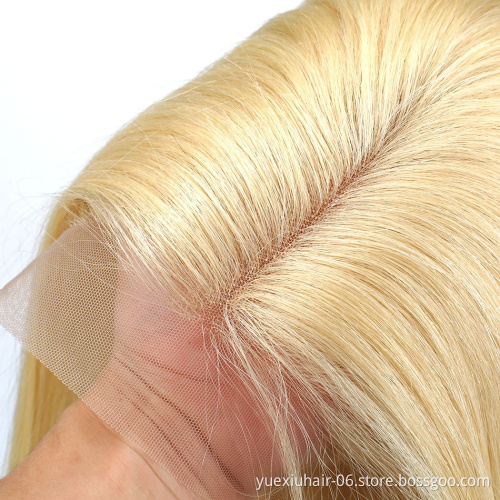 Short Straight Blonde 4x4 Closure Lace Front Wigs For Black Women 613 Cuticle Aligned Human Hair Wig 613 BOb Wigs